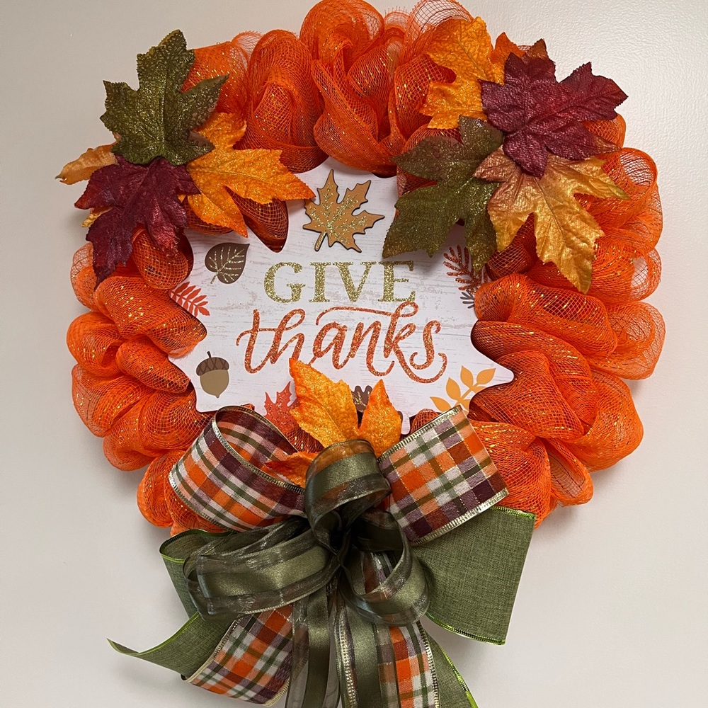 Homemade Give Thanks Wreath. One Of A Kind!